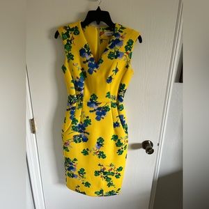 Yellow floral Calvin Klein dress, size 2